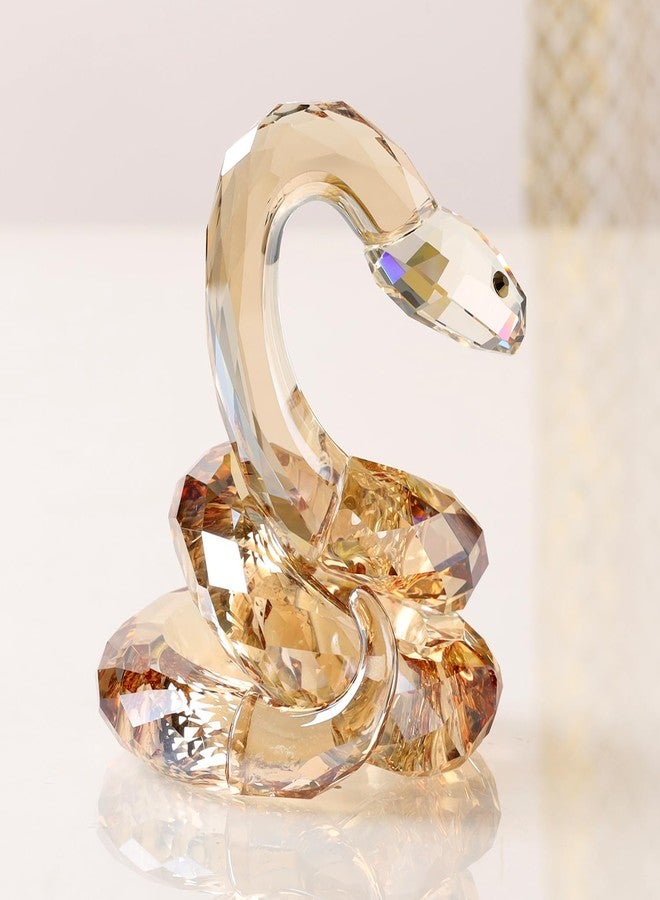 DOJOZ Crystal Coiled Snake Realistic Animal Holiday Collection Table top Ornament Home Decor Collectible Figurines Christmas New Year Gifts (Gold) - Image 3
